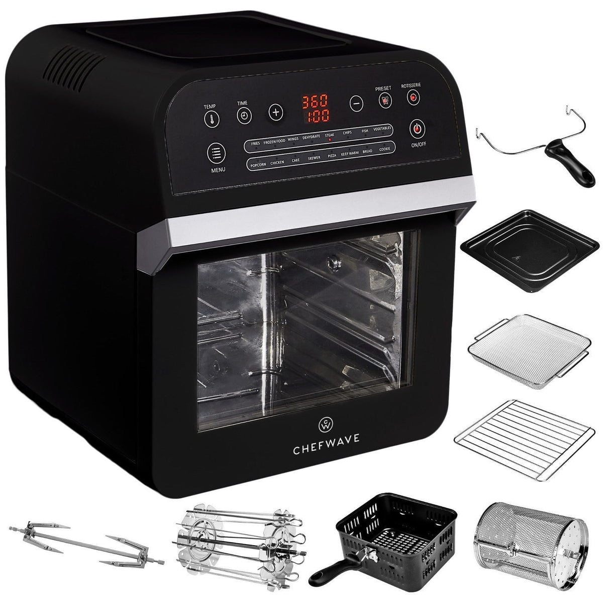 Chefwave 12.6 quart air fryer with 2025 dehydrator and rotisserie