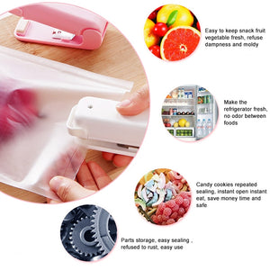Mini Colorful Portable Handheld Household Electronic Mini Heat Sealing Machine Plastic Food Snacks Bag Packing Sealer Tools