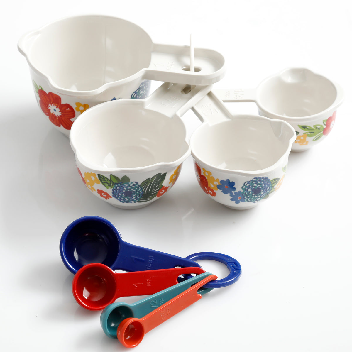 Dazzling Dahlias Measuring Cup Set (1 Cup,1/2 Cup,1/3 Cup,1/4 Cup) by  Pioneer Woman