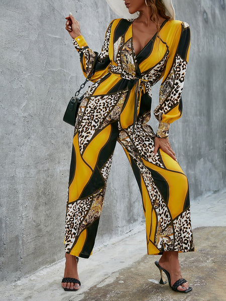 Gee Gee Glamaker Leopard Print V Neck Jumpsuit – Brilliant