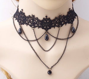 Vintage Victorian Crystal Tassel Choker Necklace - Brilliant Hippie