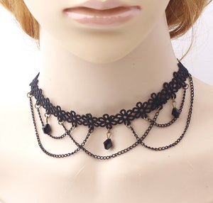 Vintage Victorian Crystal Tassel Choker Necklace - Brilliant Hippie