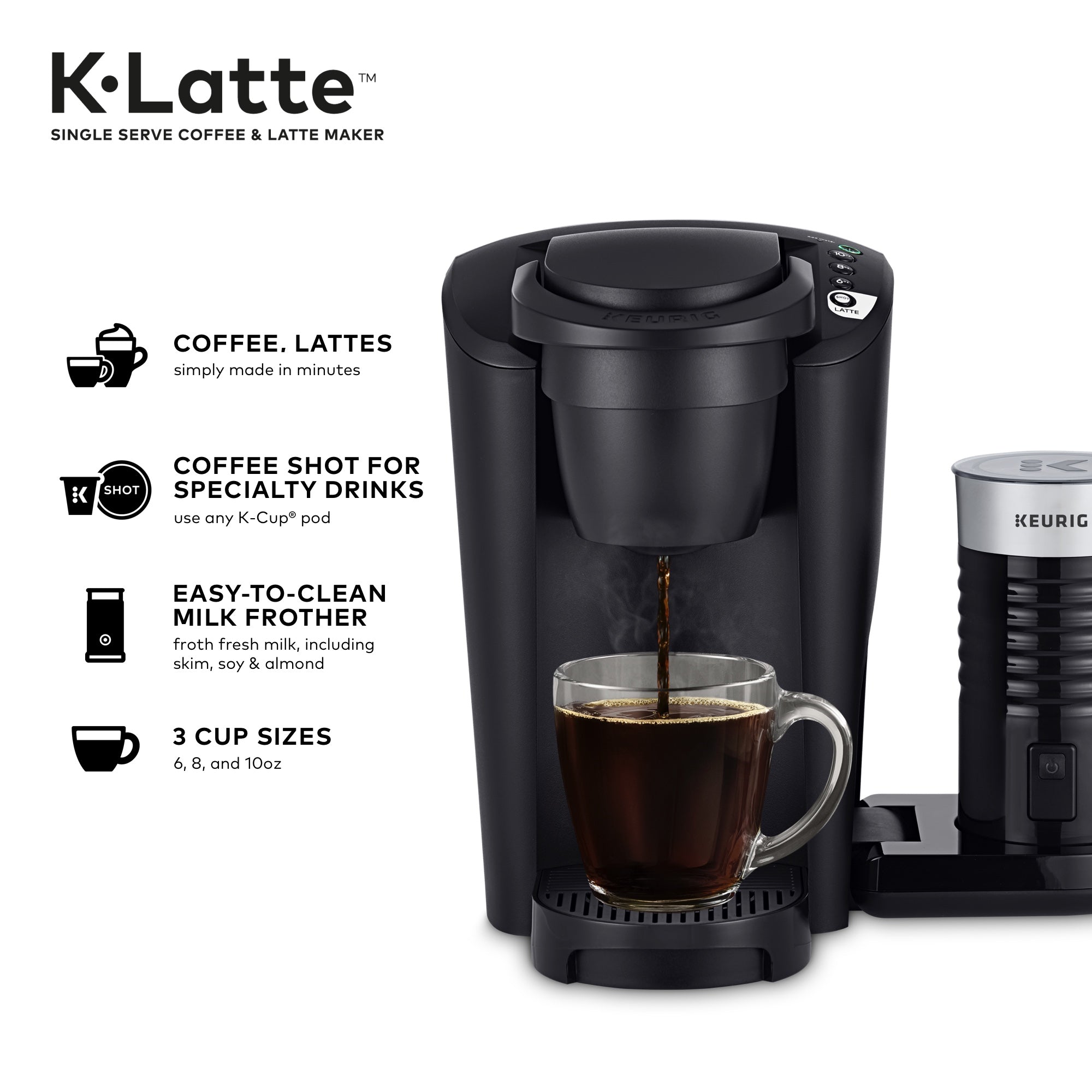 Coffee Maker with Milk Frother, 2 in 1 Single Serve Coffee Machine Brewer  for K-Cup Pod and Ground Coffee, Cappuccino Latte coffee maker Portable