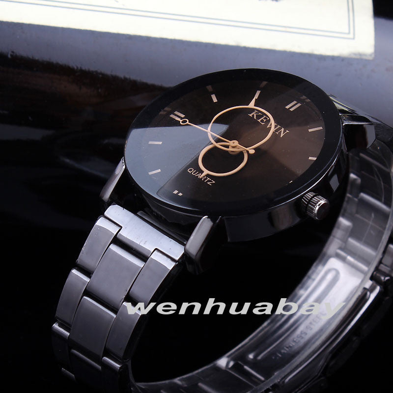 Global Black Dial Stainless Steel Band Quartz Wrist Watch - Brilliant Hippie
