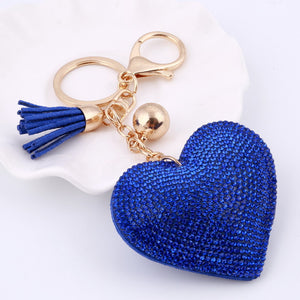 Heart Keychain 6 Colors Full Crystal Key Long Tassel Key Holder - Brilliant Hippie