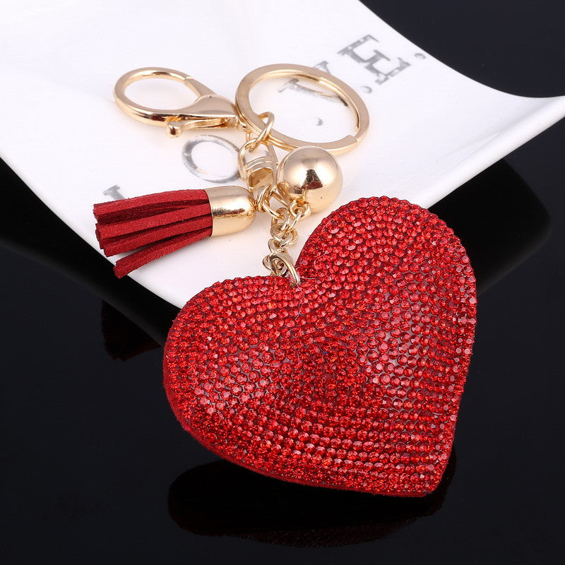 Heart Keychain 6 Colors Full Crystal Key Long Tassel Key Holder - Brilliant Hippie