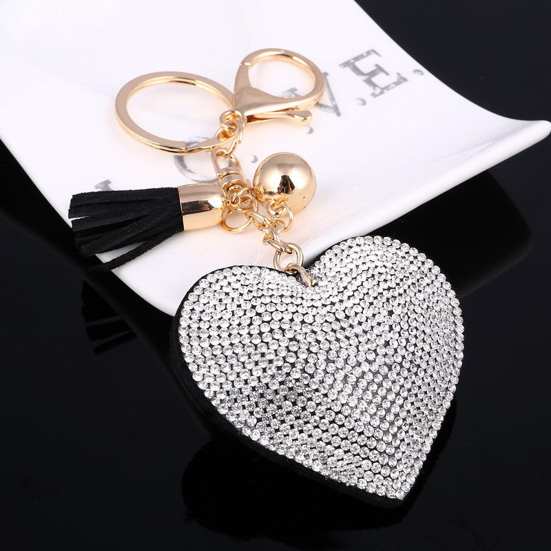 Heart Keychain 6 Colors Full Crystal Key Long Tassel Key Holder - Brilliant Hippie