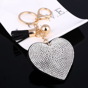 Heart Keychain 6 Colors Full Crystal Key Long Tassel Key Holder - Brilliant Hippie