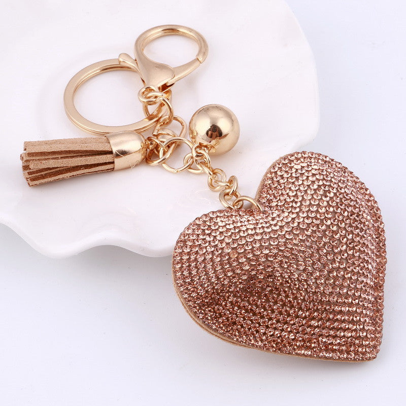 Heart Keychain 6 Colors Full Crystal Key Long Tassel Key Holder - Brilliant Hippie