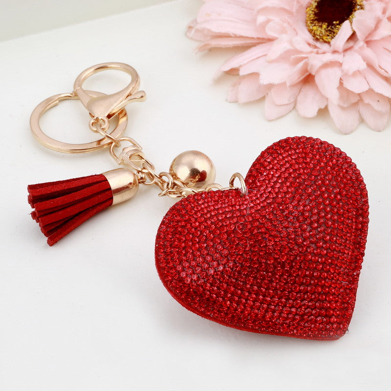 Heart Keychain 6 Colors Full Crystal Key Long Tassel Key Holder - Brilliant Hippie