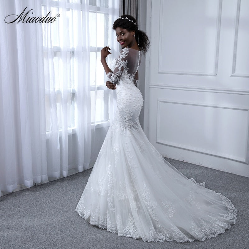 Dazzling and Chic Pearl Lace Mermaid Wedding Dress - Lunss