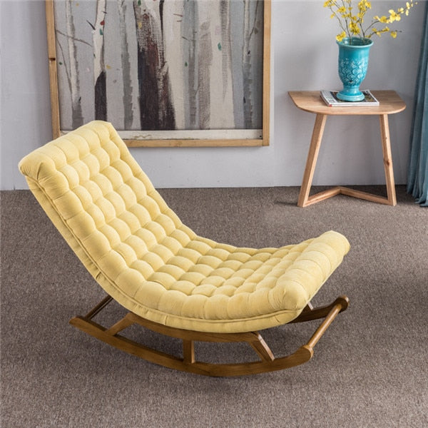 Gloria Modern Design Rocking Lounge Chair Fabric Upholstery and Wood F ...