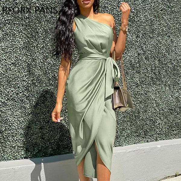 Jennifer Lowe One Shoulder Ruched Design Dress – Brilliant Hippie