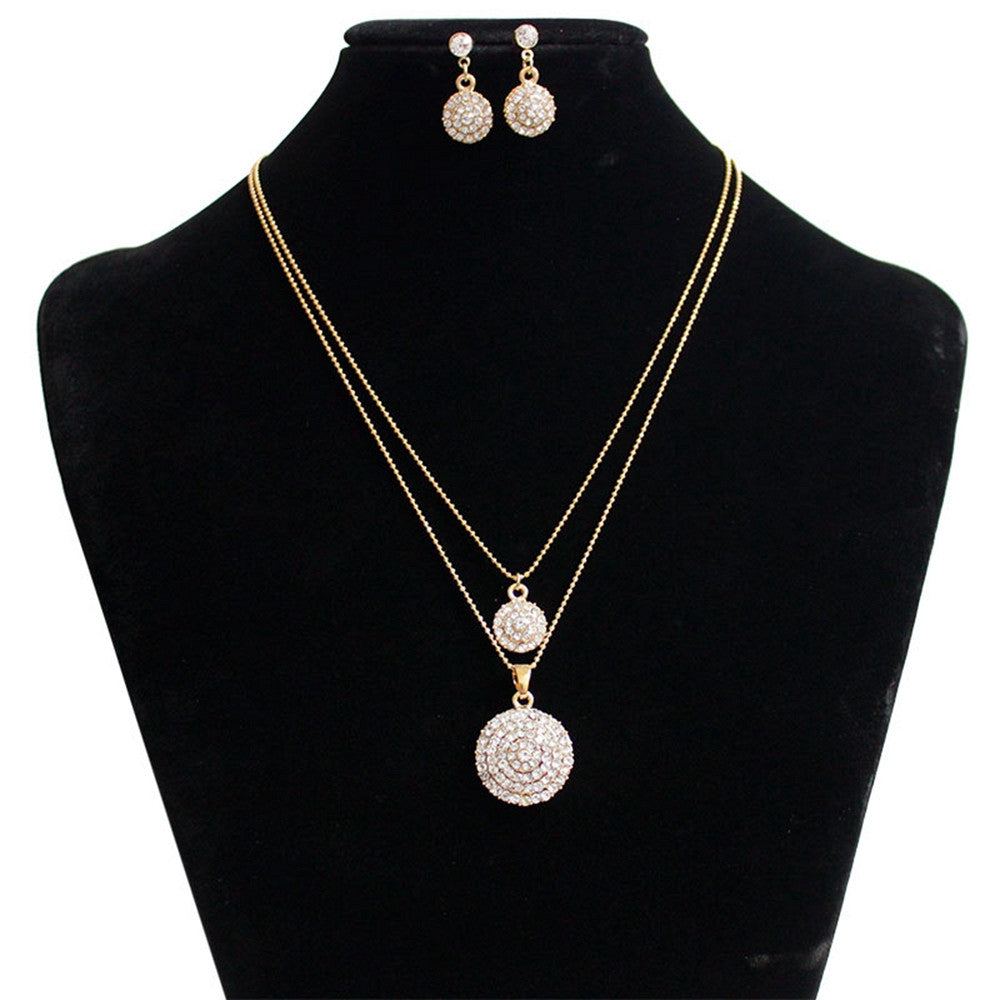 Round Crystal Stones Stylish Necklace, Earrings Wedding Jewelry Sets - Brilliant Hippie